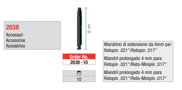 Mandril 4 mm prolongado para