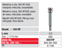 Mandril a rosca 305 RF / 050