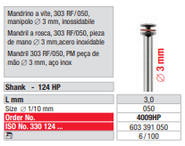 Mandril a rosca 303RF/050 3 mm