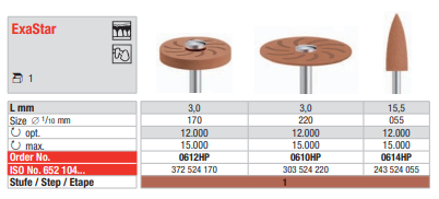 ExaStar HP - marron - Punta - Pulidores para pulido de materiales con PMMA.