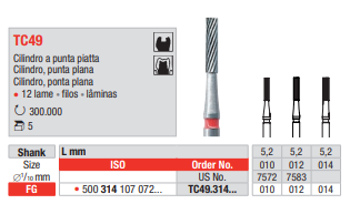 Fresa de Acabado de Carburo Tungsteno FG